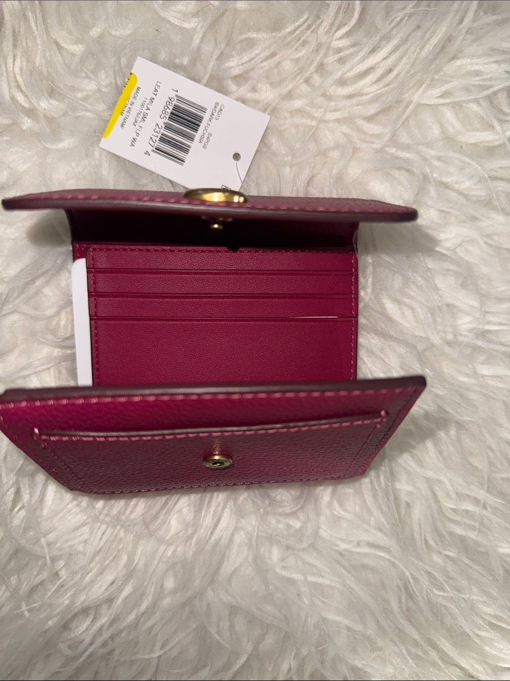 Coach Mila Mini Leather Flap Wallet- Dark Fuchsia - Picture 2 of 6